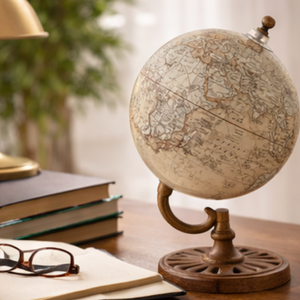 Globe terrestre éducatif de bureau avec cadre en bois, fer et plastique |   Globe décoratif pour bureau, table d'étude et décoration intérieure - Product Image 4