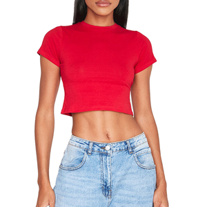 Hot Sale Custom Women's Loose Fit Knitted Solid Short Casual <b>Crop</b> <b>Top</b> Breathable Gym Fitness Hip Hop Style for Summer - Product Image 1
