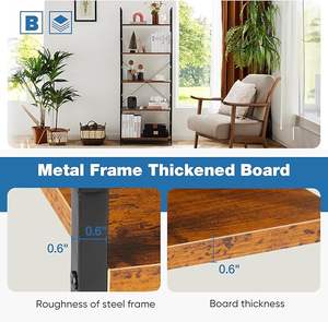 5 Tiers Bookshelf, Classical Modern <b>Book</b> <b>Shelf</b>, Tall Display <b>Shelves</b> in Living Room Rustic Brown <b>Book</b> <b>Shelf</b> in Living Room Home - Product Image 4