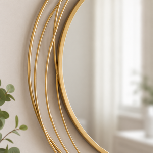 Gold Round Wall Mirror Decorative Metal Ring Frame Modern Luxury Home Living Room Bedroom Entryway Decor for Wall Hanging - Product Image 3