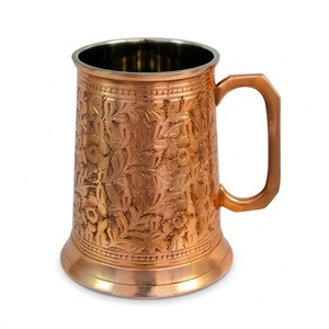 Taza Moscow Mule de Cobre Puro de Última Tendencia, Taza de Cobre Martillado Hecha a Mano con Asa de Latón, Apta para Alimentos, Vajilla Premium para Cerveza - Product Image 6