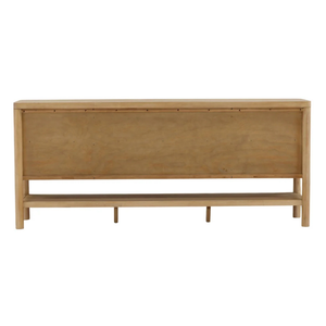 Buffet moderne en bois massif avec portes cannelées et étagère ouverte pour le rangement dans le salon - Product Image 5