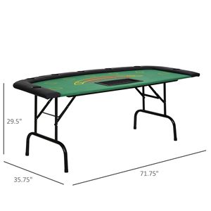 Tavolo da Poker Pieghevole da 72 Pollici per 7 Giocatori con Feltro Verde e Porta Chip, Tavolo da Gioco Portatile per Blackjack - Product Image 3