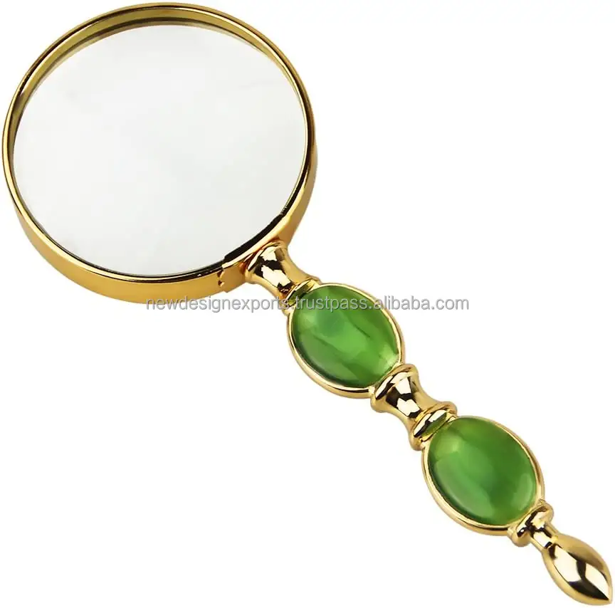 Handheld Magnifying Glass, 8X Magnifier Glass with Gold-Plated Frame Elegant Reading Magnifying Glass, Light Weight Magnifier