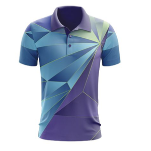 Polo de tennis pour homme à manches courtes, imprimé par sublimation, motif géométrique, respirant, coupe classique, col rabattu. - Product Image 1