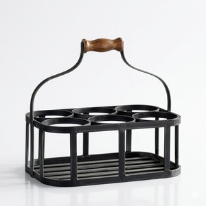 Porte-vin mural moderne en métal pour 6 bouteilles, en fer forgé noir, support vertical suspendu pour le rangement et la présentation du vin, organisateur pour la maison - Product Image 6
