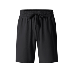 Men's Solid <b>Black</b> Nylon Quick Dry Breathable Drawstring Bermuda Shorts with Pockets Casual Style - Product Image 1