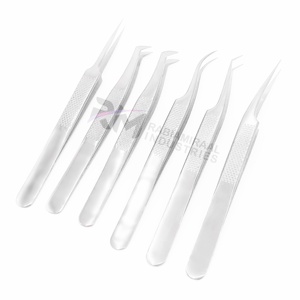 Pince à épiler en acier inoxydable de haute qualité, argentée et pointue, pour extensions de cils – Kit de pinces à épiler de précision en acier inoxydable, lisses - Product Image 3