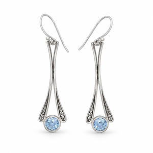 Pendientes Finos Facetados de Topacio Azul Natural en Plata de Ley 925 BER-16, Joyería India Personalizada OEM ODM de Marca Privada para Mujer - Product Image 1