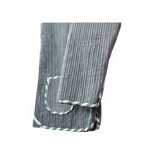 Handmade Reversible Knitted Quilted Corduroy Embroidery Unisex Blue Cotton <b>Lightweight</b> Winter Breathable Boho Casual Wear <b>Jacket</b> - Product Image 3
