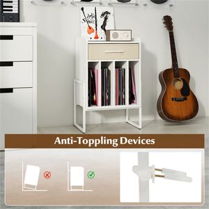 Mobile Porta Giradischi Moderno in Legno Bianco con Cassetto e Porta CD, Tavolo Multifunzione per Soggiorno e Cucina - Product Image 5