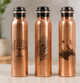 <b>Copper</b> Water <b>Bottle</b> With Lid Bohemian Design Portable Travel Drinkware - Product Image 4
