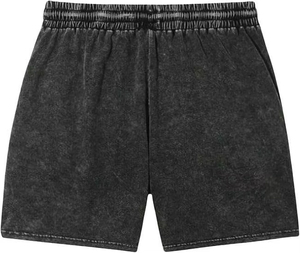 Shorts pour hommes en molleton de coton doux, brodés, délavés à l'acide, écologiques, à séchage rapide, avec cordon de serrage, coupe décontractée, style streetwear, été - Product Image 5