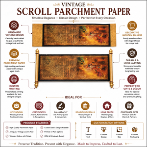 Papier parchemin vintage de qualité supérieure avec rouleaux en bois, manuscrit décoratif antique pour cadeaux et décoration - Product Image 6