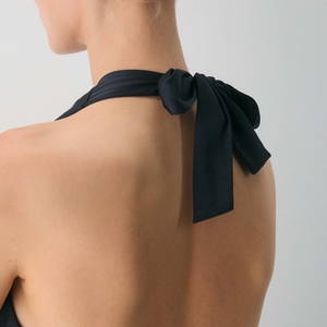 Chemisier sexy pour femme, col licou, sans manches, décolleté plongeant, coupe ample, froncé, brodé, style crop top de bureau pour le printemps - Product Image 2