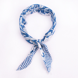Pure Organic Cotton Bandana Floral Block Printed Lightweight Summer <b>Square</b> <b>Scarf</b> Eco Friendly Artisan Handkerchief - Product Image 4