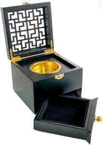 Quemador de Bakhoor Portátil de Madera con Inserto de Latón – Soporte Tradicional Árabe para Incienso de Oud para Decoración del Hogar, Majlis y Mezquita - Product Image 2