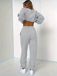 Conjunto Deportivo Personalizado con Logotipo, Sudadera con Capucha y Pantalones Rosa Unisex, Manga Larga, Cordón Ajustable, Ropa Casual de Otoño, 100% Algodón, Impresión por Transferencia de Calor - Product Image 4