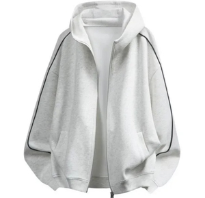 Light <b>Grey</b> Color Baggy Pant Matching Zipper <b>Hoodie</b> <b>Men</b> Tracksuit - Product Image 3