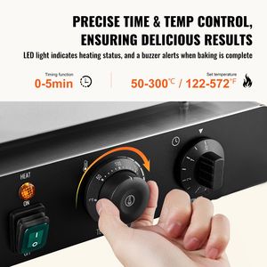 Macchina Elettrica Commerciale per Ciambelle e Waffle da 2000W, Antiaderente, a 9 Fori, con Riscaldamento Bilaterale per Ingredienti a Base di Grano - Product Image 4