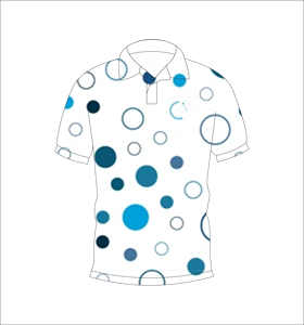 Camiseta Polo Blanca y Azul con Círculos Abstractos para Hombre, Sublimación Personalizada, Manga Corta, Verano, Informal, Transpirable, Ligera, para Golf - Product Image 1