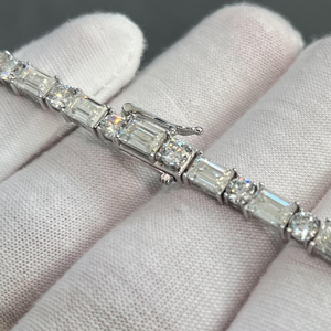 Pulsera de Moissanita de Corte Marquesa de Lujo, Tono Oro Blanco, con Eslabones de Hoja, Pulsera Tenis, Joyería Elegante para Mujer, Regalo - Product Image 2