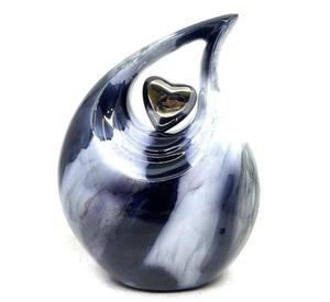 Urnes funéraires pour adultes en forme de goutte d'eau avec cœur, finition marbre antique, en laiton/aluminium pour cendres funéraires - Product Image 4