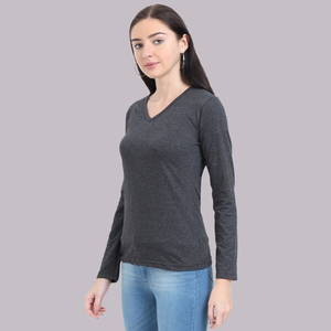T-shirt de compression moulant à col en V pour femme, personnalisable avec logo, en tissu respirant à séchage rapide, idéal pour l'été - Product Image 4