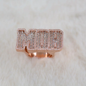 Luxury Rose Gold Moissanite <b>Initial</b> Letter Engagement <b>Ring</b> Radiant Cut Statement Hip Hop Designer Jewelry 925 Silver Premium - Product Image 4