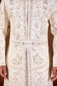 Heritage Arch Pattern Wrinkle <b>Free</b> Mandarin Collar Festive Wedding Mens Sherwani Premium Divine Touch Base Traditional Clothing - Product Image 3