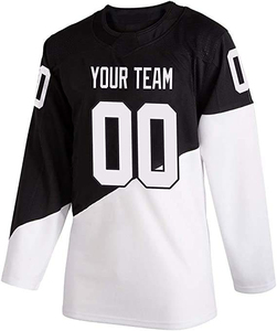 เสื้อฮอกกี้น้ำแข็งแบบซับลิเมชั่นสั่งทำพิเศษ – ชุดทีมสีดำขาวสองสีแบบมืออาชีพ พร้อมชื่อและหมายเลขที่ปรับแต่งได้ - Product Image 2