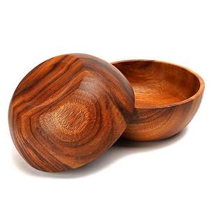Bol de service en bois de manguier écologique et durable, sculpté à la main, compatible lave-vaisselle, idéal pour salades, riz et événements festifs - Product Image 4