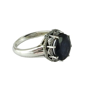 Anillos de Plata de Ley 925 con Iolita Azul de Corte Ovalado y Engaste de Bisel, Estilo Bohemio, Joyería al por Mayor - Product Image 1