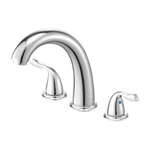 Rubinetto per vasca da bagno a 3 fori con cascata, a 2 maniglie, montaggio su piano, set rubinetteria per vasca con collo di cigno per bagno e doccia - Product Image 1
