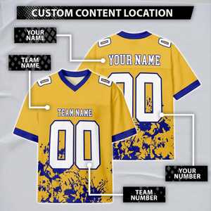 เสื้อฟุตบอลสีขาวทองแบบกำหนดเอง พร้อมชื่อและหมายเลขส่วนตัว ลายพิมพ์ 3 มิติ ชุดทีมกีฬา เสื้อยูนิฟอร์มสำหรับแฟนๆ ของขวัญสำหรับแฟนๆ 100% - Product Image 1