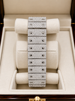 Montre de luxe Citizen à quartz, entièrement sertie de moissanite VVS, boîtier à vis, cadran pavé chiffres romains, aiguilles bleues, date, style simple et tendance