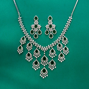 Collar de Cadena de Cuerda Clásico de Latón con Circonitas de Diseño de Lujo y Alta Calidad con Baño de Rodio para Aniversario 436599 - Product Image 2