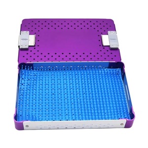 Aluminum Manual Sterilization <b>Box</b> Silicone Mat <b>Locking</b> Lid for Surgical Instruments 9.1" L 5.9" W 2.1"H By Mahfooz Instruments - Product Image 1