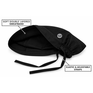 Casquette chirurgicale noire en coton avec boutons, unisexe, pour infirmière et médecin - Product Image 2