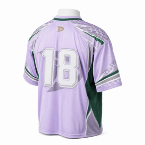 Men's Ice Hockey Jersey V-Neck Short Sleeve <b>Mesh</b> Breathable 100% Polyester Custom Number 18 Lavender Green White Sublimated - Product Image 5