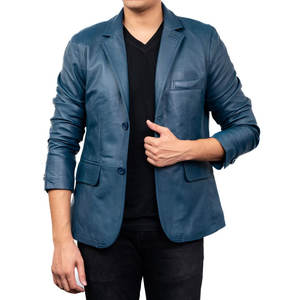 Blazer en cuir pour homme, prix de gros 2026, blazer en cuir véritable personnalisé pour homme, mode hiver, 2 boutons - Product Image 1