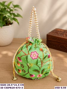 Indian Handmade Stylish <b>Embroidered</b> Potli <b>Clutch</b> Elegant Multi Color Craftstages International - Product Image 3