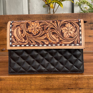 Custom Hand Tooled High Quality Leather Crossbody Bag Diamond Lattice Quilted Cowhide Leather Shoulder Bag Women Clutch Handbag - Product Image 4