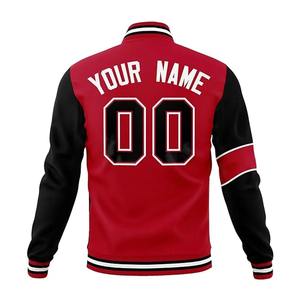 Veste bomber de baseball personnalisable, légère, respirante, noire et rouge, col montant, logo brodé, lettres élégantes, pour homme - Product Image 2
