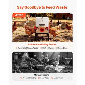 Mangeoire automatique pour poulets avec une capacité de 85 lb, 6 ports divisés anti-gaspillage, construction métallique pour poulets, cailles, faisans, volailles, poulailler - Product Image 4