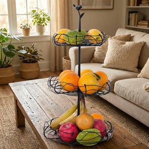 Panier de rangement multicouche en métal pour fruits et légumes, panier de rangement créatif pour le salon, organisateur de collations - Product Image 5