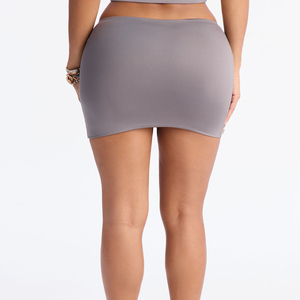 Mini-jupe personnalisée taille haute pour femme, couleur unie, extensible, en spandex, sexy, droite, tricotée, toutes saisons - Product Image 2