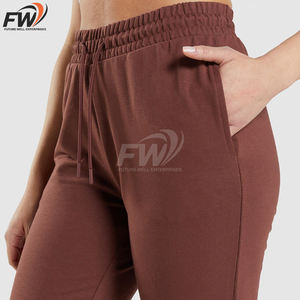 Pantalones de chándal de algodón de cintura media para mujer, joggers holgados con cintura elástica y cordón, pantalones largos informales para yoga y descanso. - Product Image 6