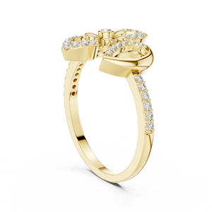 Anillo de Diamantes Cultivados en Laboratorio IMPERIAL FLOWER, Oro Amarillo de 18 Quilates con Baño de Rodio, Estilo Minimalista para Mujer, Anillo de Compromiso, Boda, San Valentín - Product Image 3