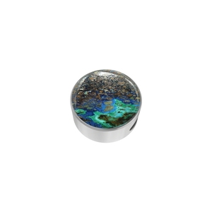 Premium 18K Gold Sterling Silver Fine Classic Slider Azurite Malachite Mix Shapes Spring <b>Lock</b> <b>Cable</b> Chain Bezel Setting Pack 6 - Product Image 5